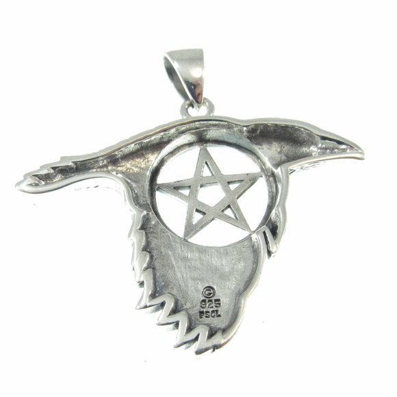 Solid 925 Sterling Silver Raven the Star Pentacle Pendant by Peter Stone - Picture 5 of 5
